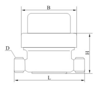 光電直讀直(zhí)飲水(shuǐ)水表外形尺寸圖
